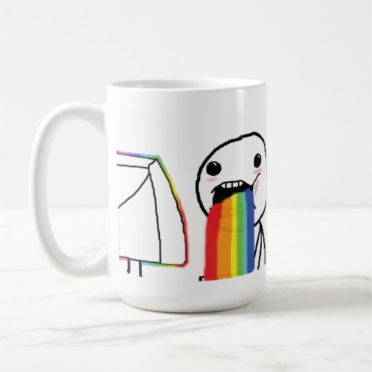 Kotzende Regenbogen Kaffeetasse (Links)