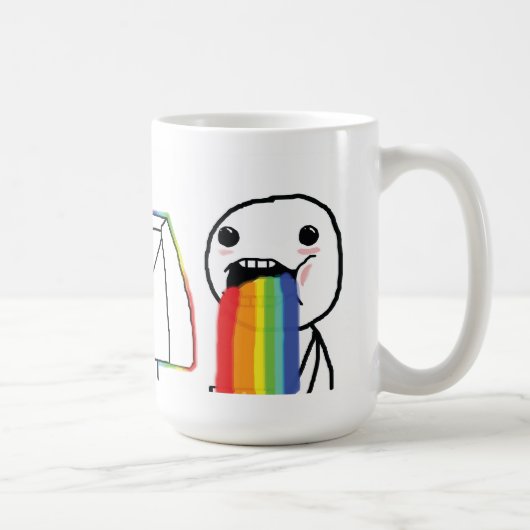 Kotzende Regenbogen Kaffeetasse (Rechts)