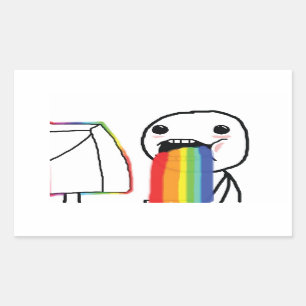 Kotzende Regenbogen Rechteckiger Aufkleber