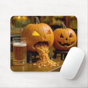 Kotzender Halloween-Kürbis in einer Bar Mousepad