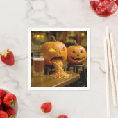 Kotzender Halloween-Kürbis in einer Bar Serviette (Beispiel)