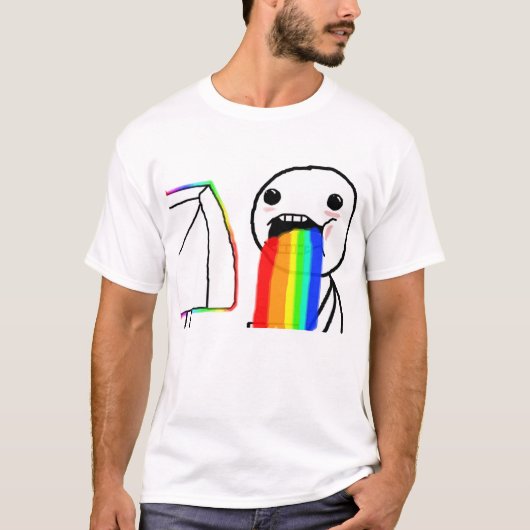 Kotzendes Regenbogen Meme Shirt (Vorderseite)