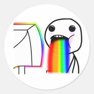 Kotzt Regenbogen Runder Aufkleber