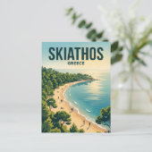 Koukounaries Strand Griechenland Postkarte (Stehend Vorderseite)