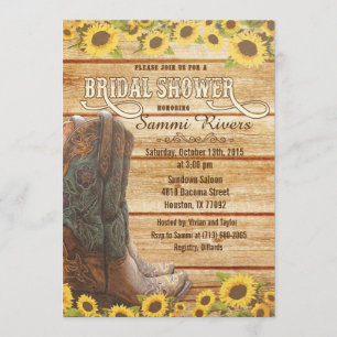 Kowboy-Stiefel Sonnenblume Brautparty-Einladung Einladung