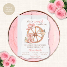 Kowgirl-Baby-Shower-Einladungen Rosa Cowboy-Stiefe