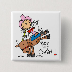Kowgirl-Reiten-Stier-T-Shirts und Geschenke mit St Button