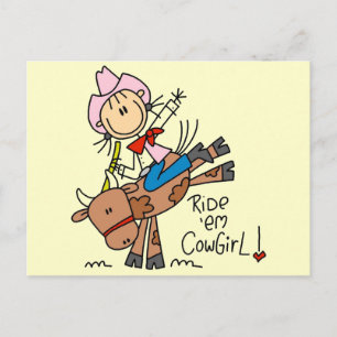 Kowgirl-Reiten-Stier-T-Shirts und Geschenke mit St Postkarte