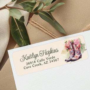 Kowgirl-Stiefel mit Blumen-Rücksendeetiketten