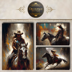 Kowgirls des Westens Kollektion Decoupage Geschenkpapier Set