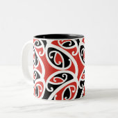 Kowhaiwhai Mangopare Maori Tribal Muster Zweifarbige Tasse (Vorderseite Links)