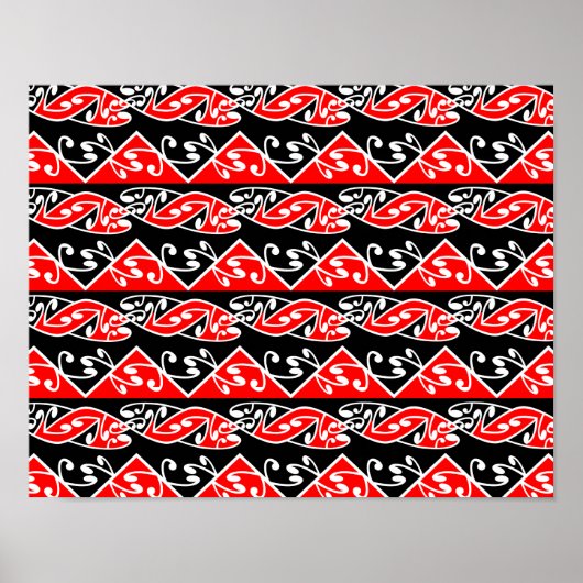 Kowhaiwhai Traditioneller Maori Koru Muster Poster (Vorne)