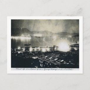 Kowloon, China, Night View, Vintag Postkarte