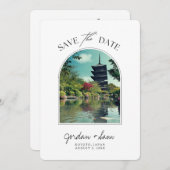 Koyoto Japan Wedding Save the Date Einladung (Vorne/Hinten)