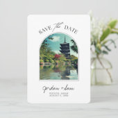 Koyoto Japan Wedding Save the Date Einladung (Stehend Vorderseite)