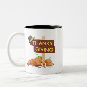 Kozige Thanksgiving-Kaffeetassen-Ideen Zweifarbige Tasse