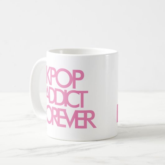 Kpop Addict Forever | Musikfächer - Geschenk pink Kaffeetasse (Vorderseite Links)