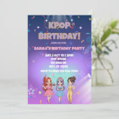 KPOP Birthday, Color the back! Einladung (Stehend Vorderseite)