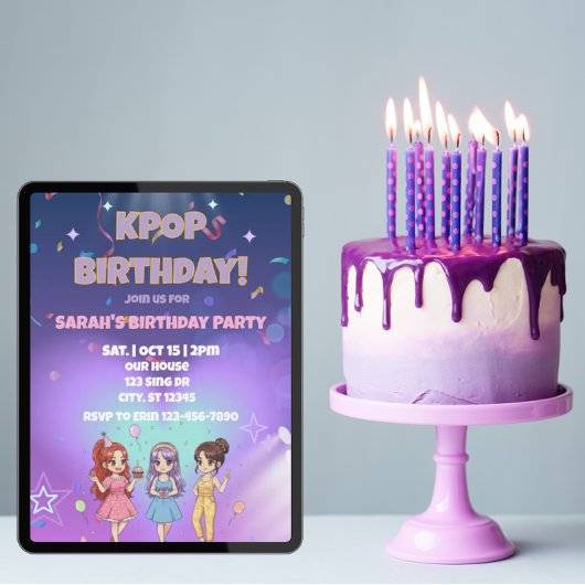 KPOP Birthday, Color the back! Einladung