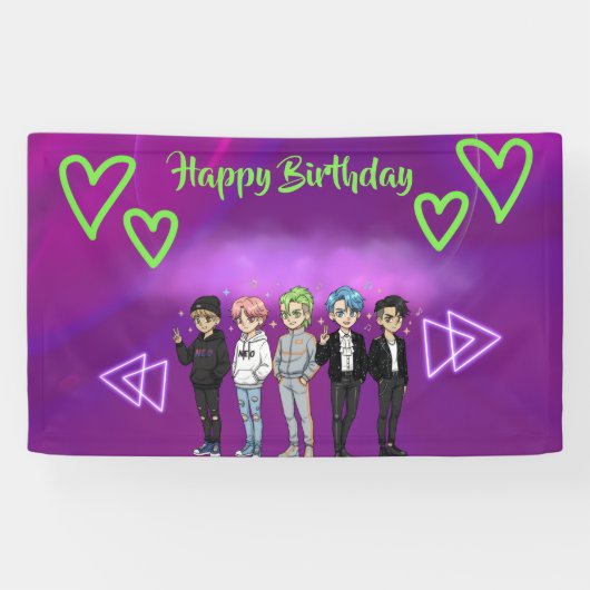 KPOP boy band birthday party Banner (Horizontal)