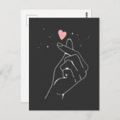 Kpop Drama Korean Finger Heart Saranghae Postkarte (Vorne/Hinten)