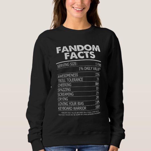 Kpop Fandom Kdrama Nutrition Fakten Sweatshirt (Vorderseite)