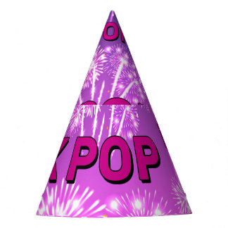 KPOP Feuerwerk Muster Lila Rosa Typographie Party Partyhütchen