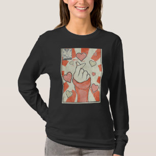 Kpop Finger Heart Korean Pop Music Retro Vintag T-Shirt