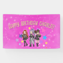 KPOP Geburtstagsgesang, rosa Sterne Banner