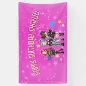 KPOP Geburtstagsgesang, rosa Sterne Banner (Vertikal)
