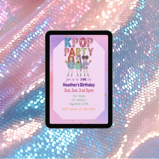 KPOP Glitter Patch Shine Birthday Einladung