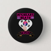 KPop Heart Korea Flag Hand Symbol Music Design Button (Vorderseite)