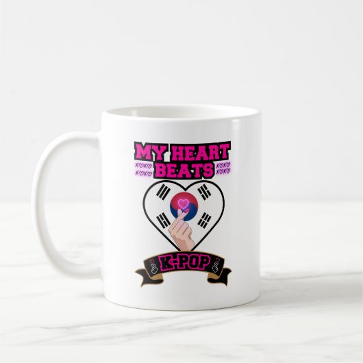 KPop Heart Korea Flag Hand Symbol Music Design Kaffeetasse (Links)