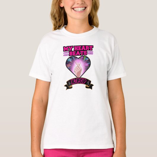 KPop Heart Korea Flag Snap Hand Music Symbol T-Shirt (Vorderseite)