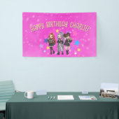 KPOP Singing Birthday, pink stars Banner (Messeveranstaltung)