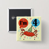 Krabbe 4. Geburtstag - Hemden und Geschenke Button (Vorne & Hinten)