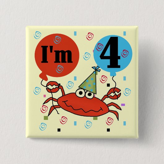 Krabbe 4. Geburtstag - Hemden und Geschenke Button (Vorderseite)