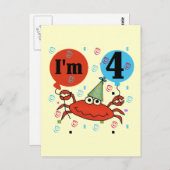 Krabbe 4. Geburtstag - Hemden und Geschenke Postkarte (Vorne/Hinten)