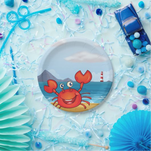 Krabbe an der Küste Pappteller (Party)