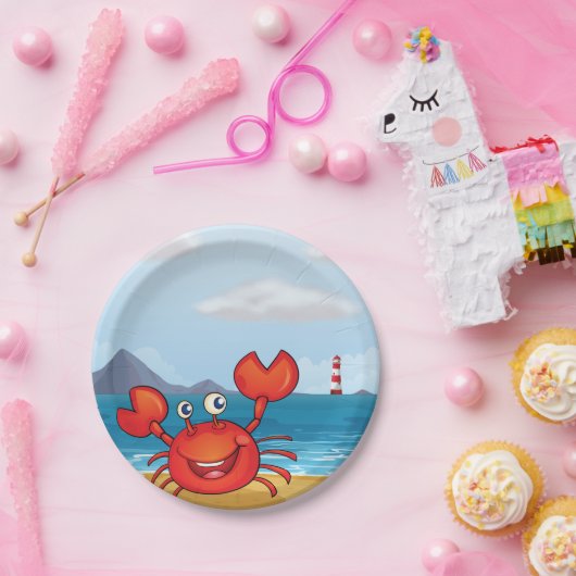Krabbe an der Küste Pappteller (Party)