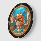 Krabbe auf Toilette lesen Funny Große Wanduhr (Winkel)