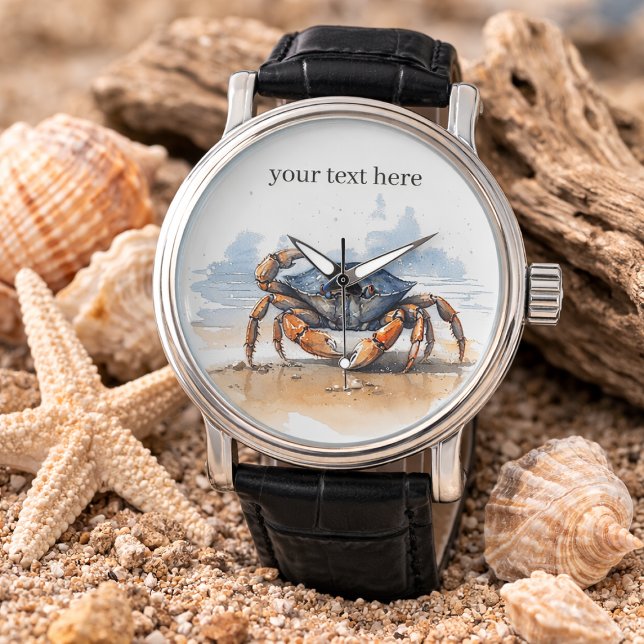 Krabbe, die am Strand läuft, individuell einstellb Armbanduhr (Von Creator hochgeladen)