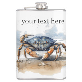 Krabbe, die am Strand läuft, individuell einstellb Flachmann