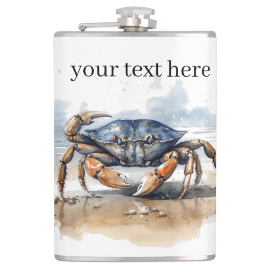 Krabbe, die am Strand läuft, individuell einstellb Flachmann (Vorderseite)