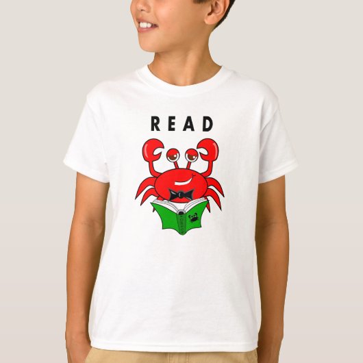 Krabbe, die einen Buch-T - Shirt liest (Vorderseite)