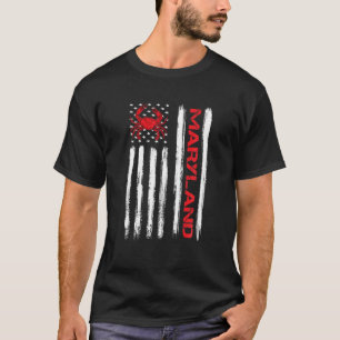 Krabbe Maryland State Vintage Amerikanische Flagge T-Shirt