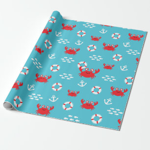 Krabbe mit Lifebuoy Geschenkpapier