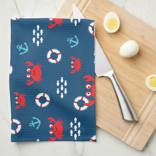 Krabbe mit Lifebuoy Geschirrtuch (Viertel Falte)