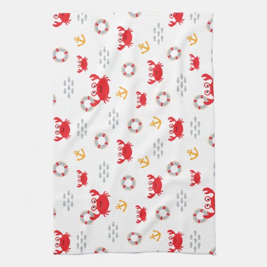 Krabbe mit Lifebuoy Geschirrtuch (Vertikal)