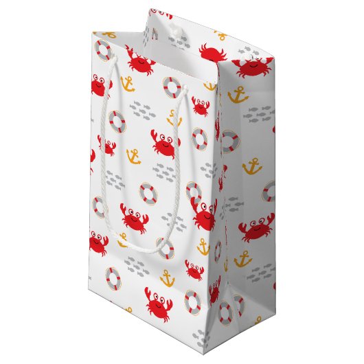 Krabbe mit Lifebuoy Kleine Geschenktüte (Vorderseite Schrägansicht)